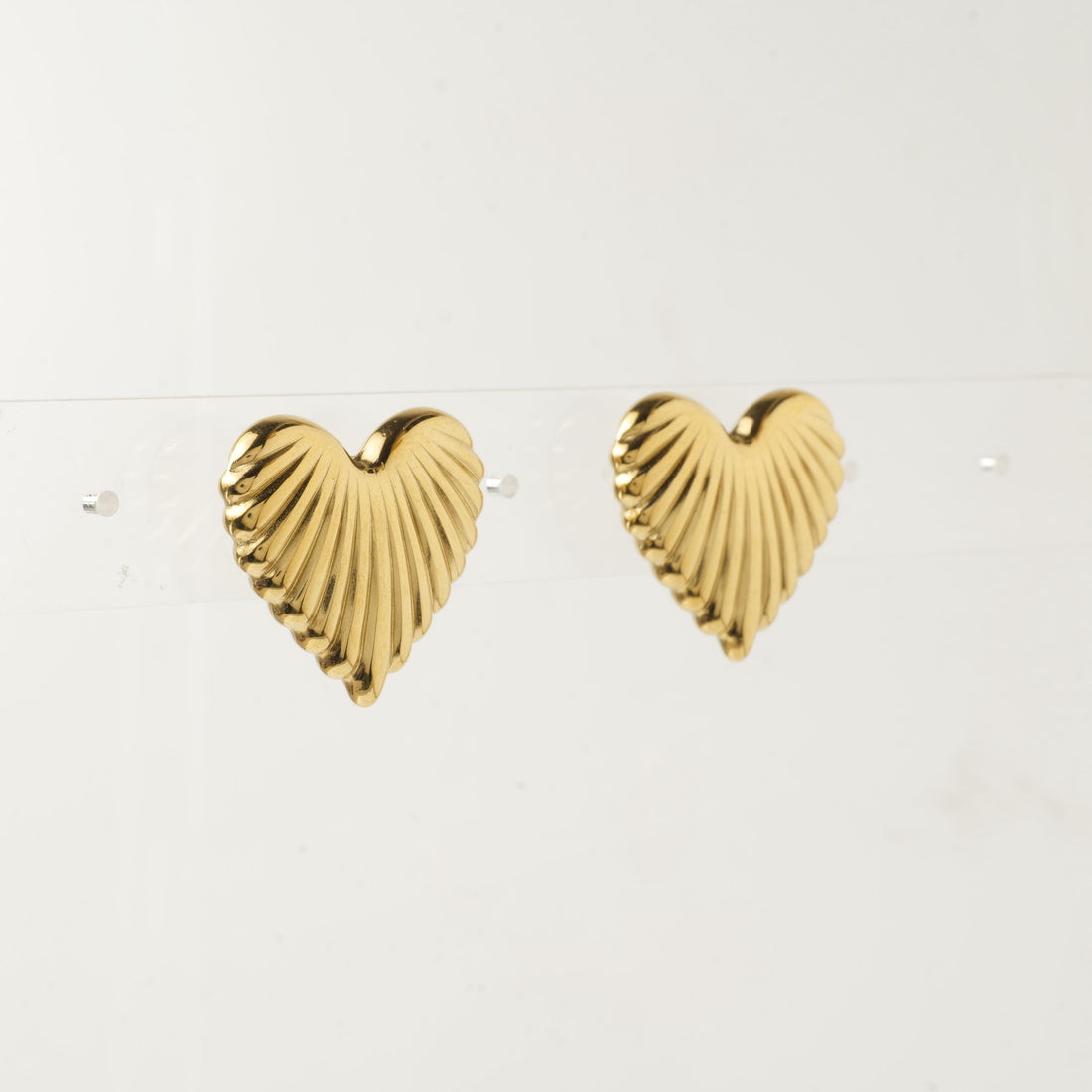 18K Gold Plated Heart Stud Earrings