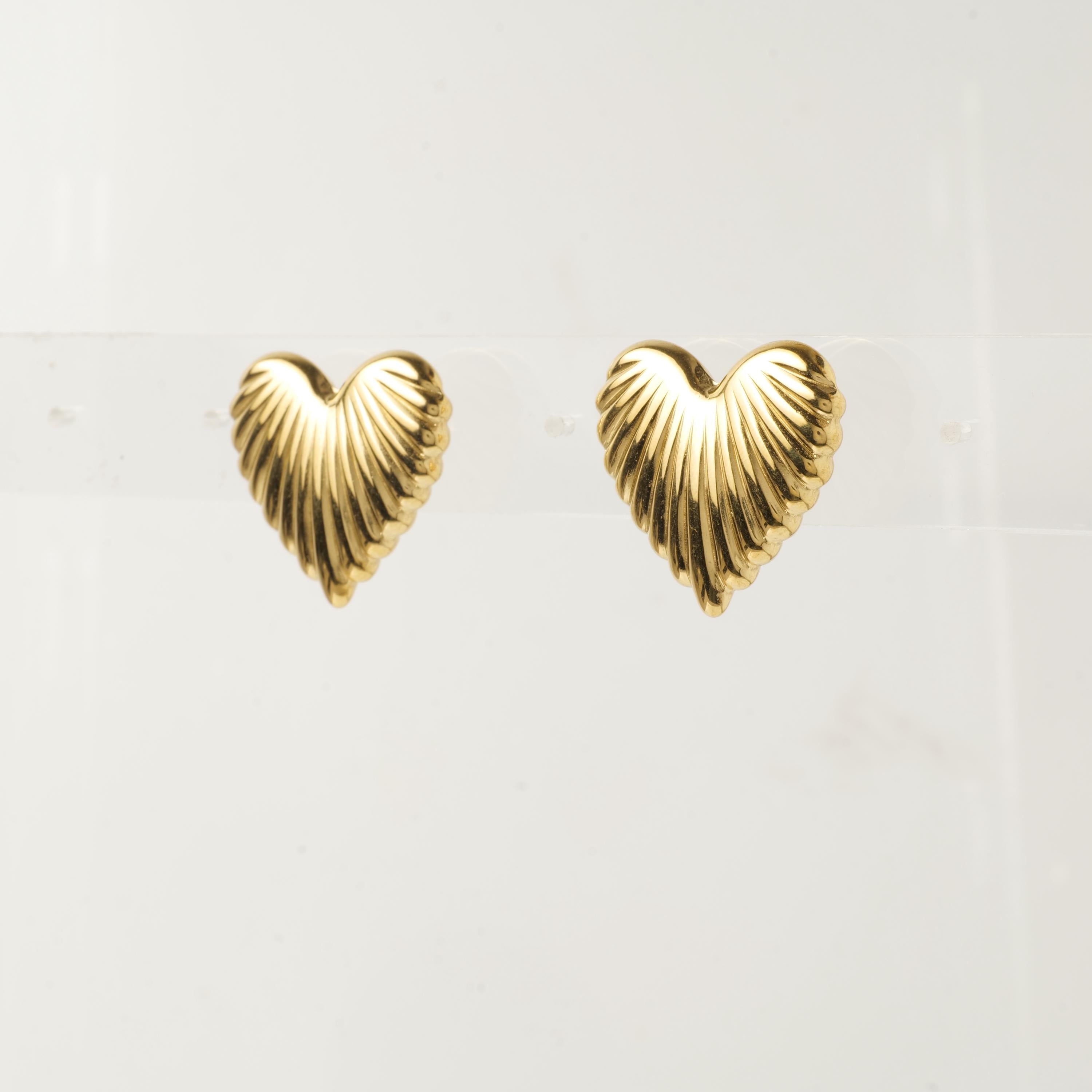 18K Gold Plated Heart Stud Earrings