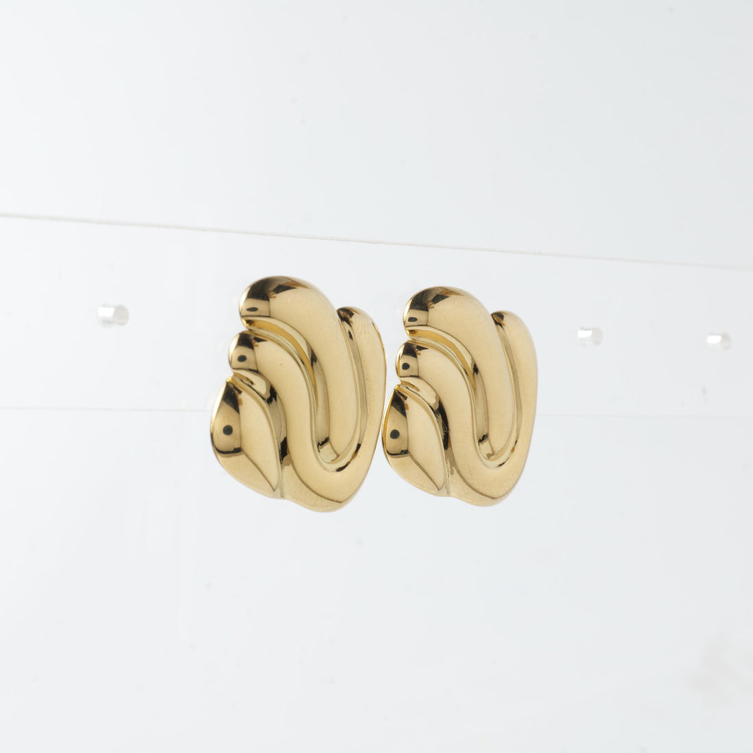 18K Gold Plated Sculpted Stud Earrings