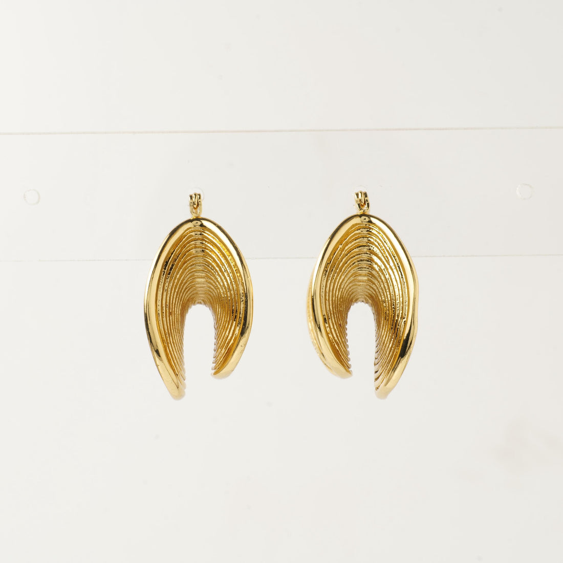 18K Gold Plated Textured Hoop Earrings