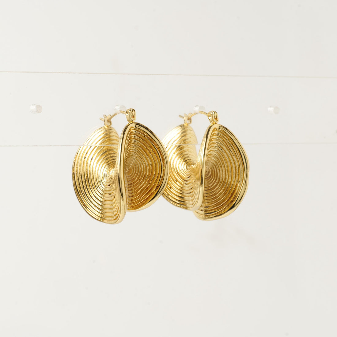 18K Gold Plated Textured Hoop Earrings