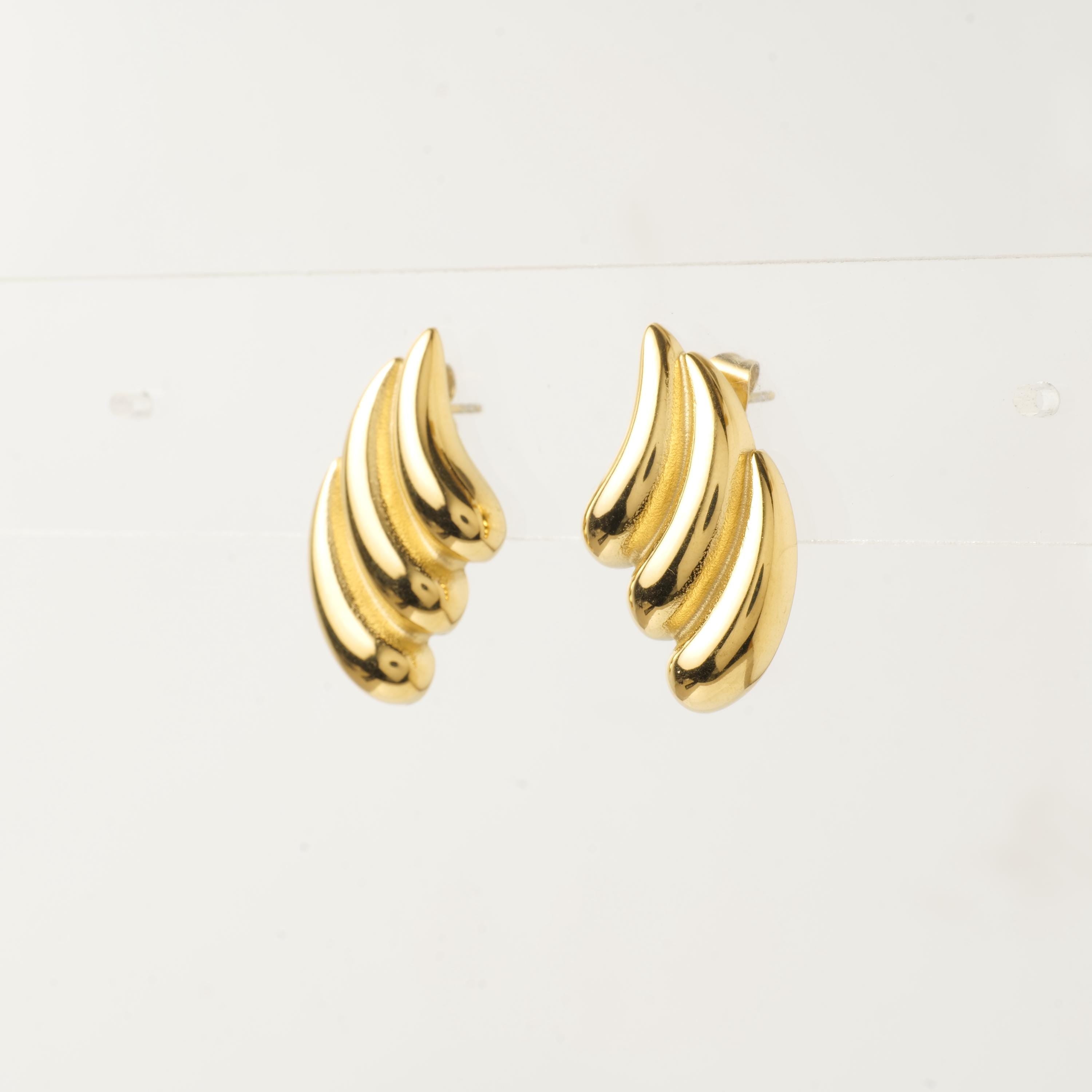 18K Gold Plated Wing Stud Earrings
