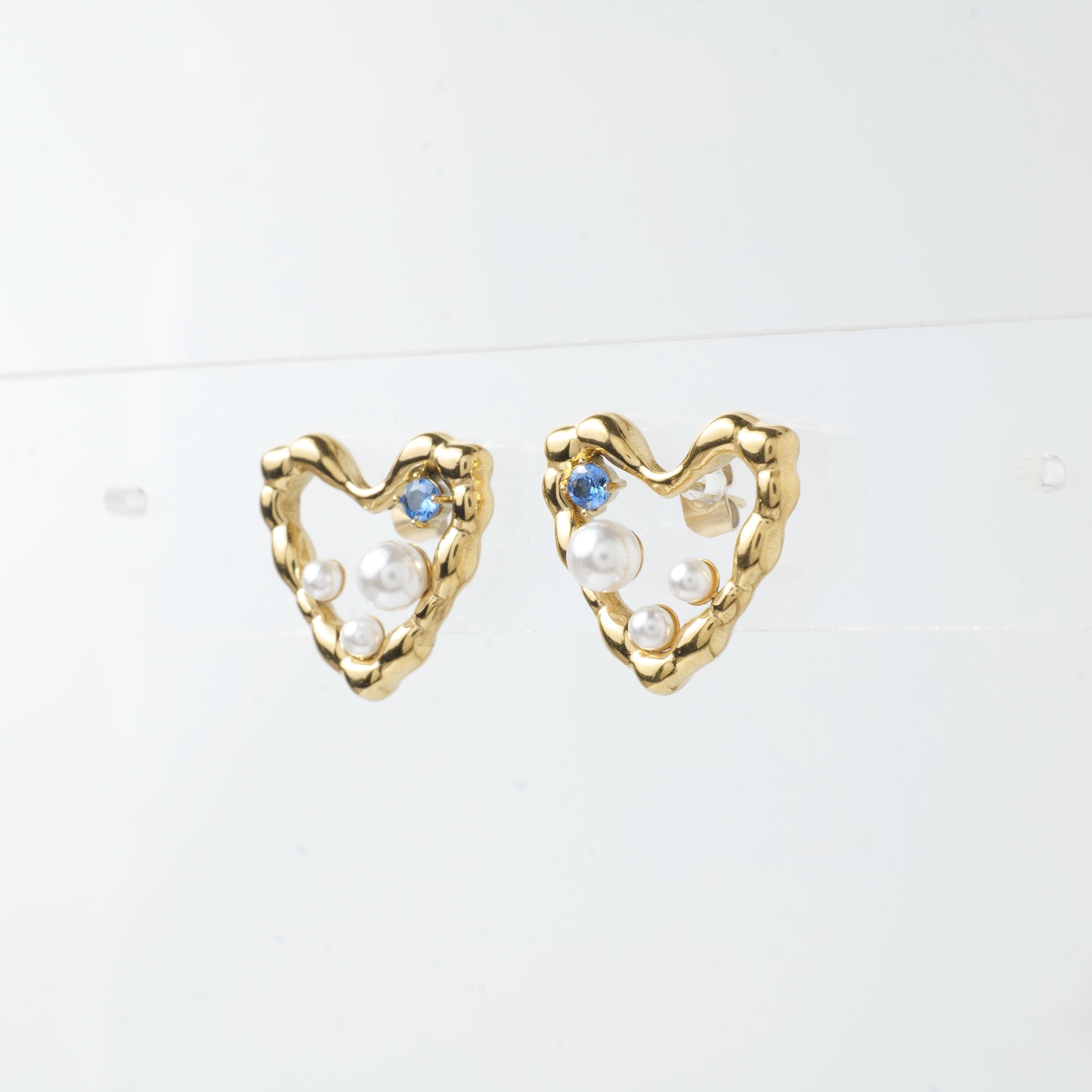 18K Gold Plated Heart Stud Earrings