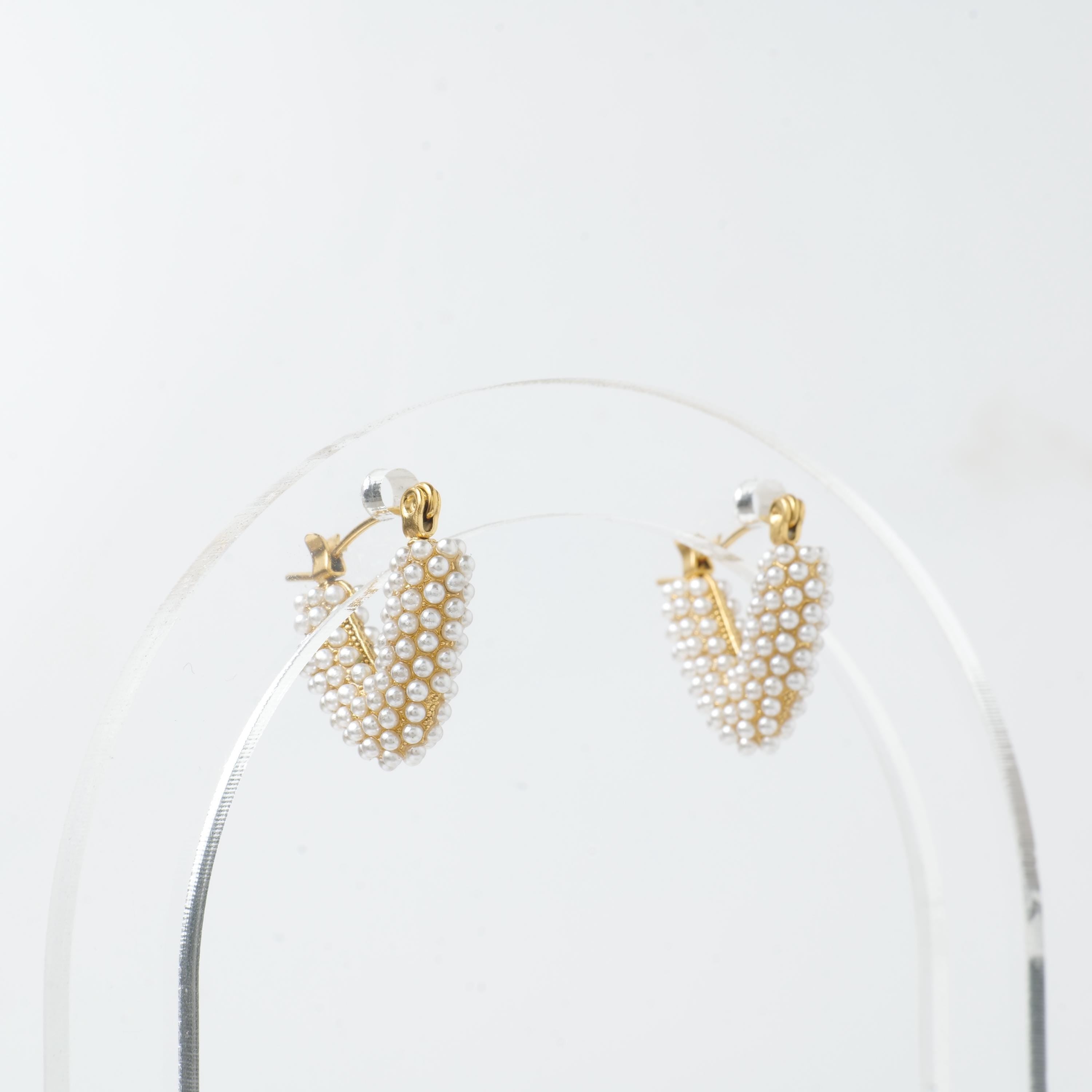18K Gold Plated Pearl Hoop Earrings