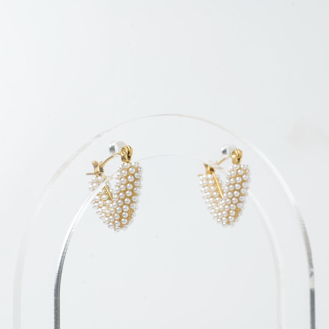 18K Gold Plated Pearl Hoop Earrings