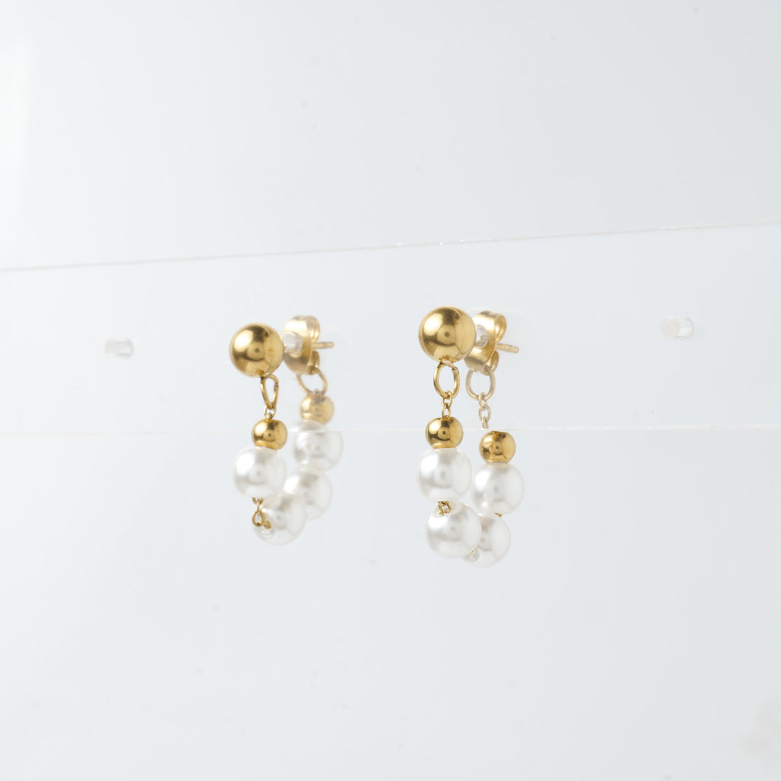 18K Gold Plated Pearl Huggie Earrings