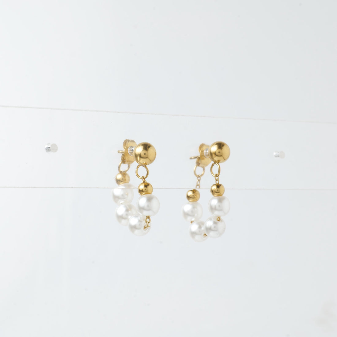 18K Gold Plated Pearl Huggie Earrings