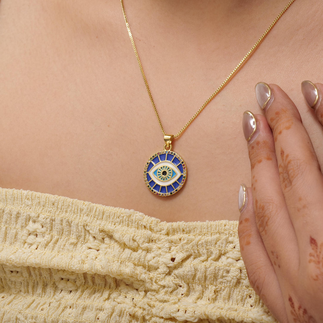 Gold Plated Blue Evil Eye Necklace