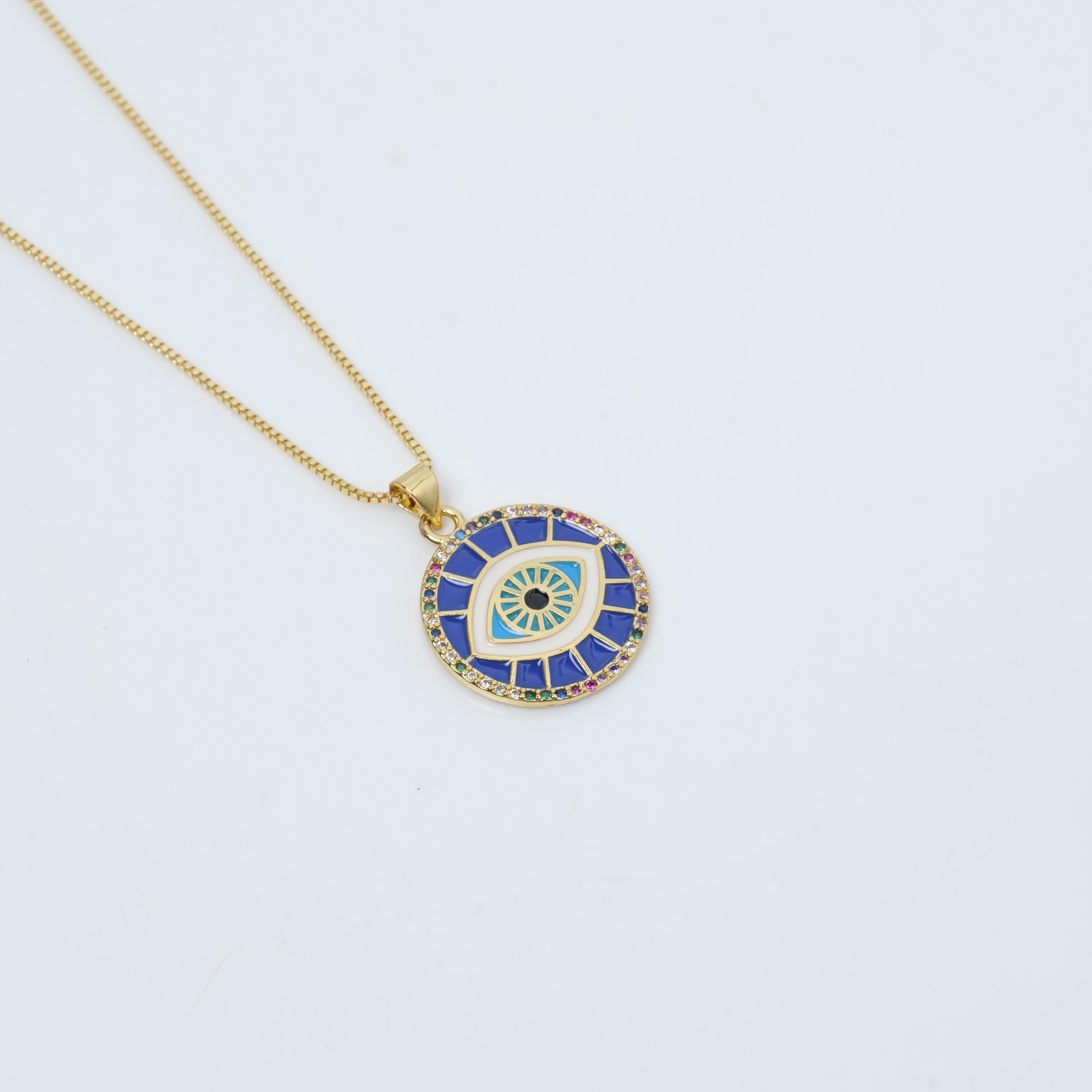 Gold Plated Blue Evil Eye Necklace