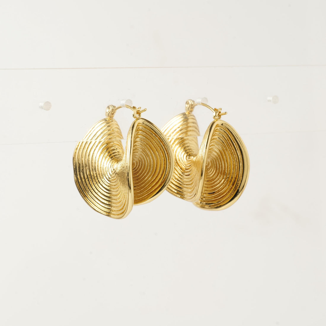 18K Gold Plated Textured Hoop Earrings