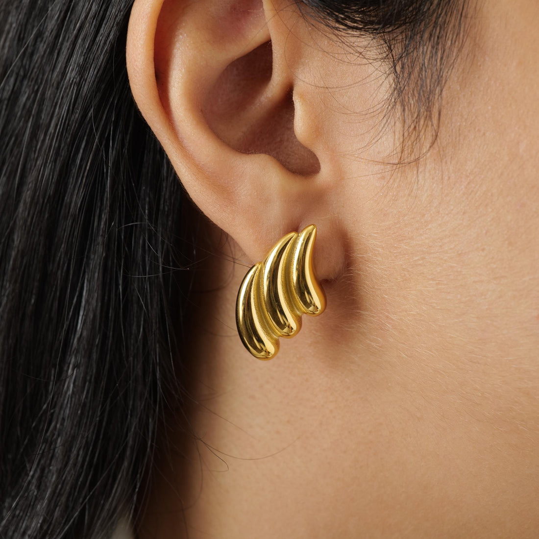 18K Gold Plated Wing Stud Earrings