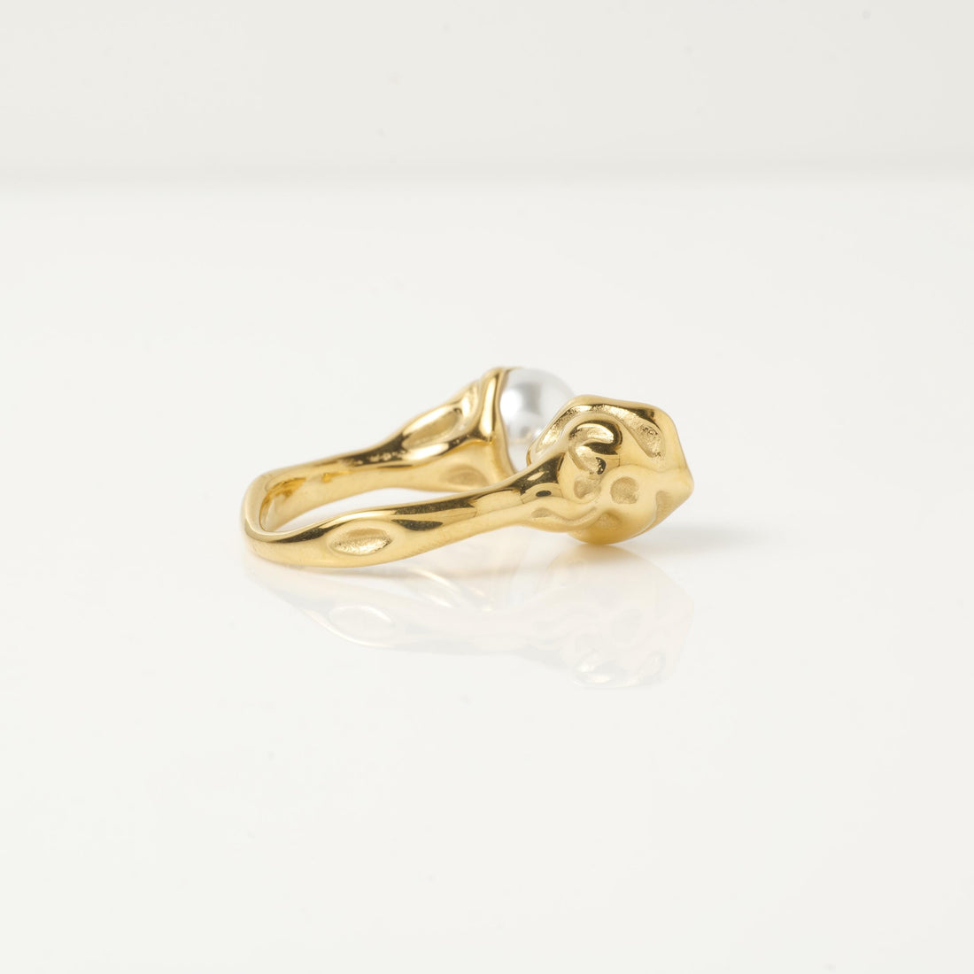 18K Gold Plated Pearl Open Ring