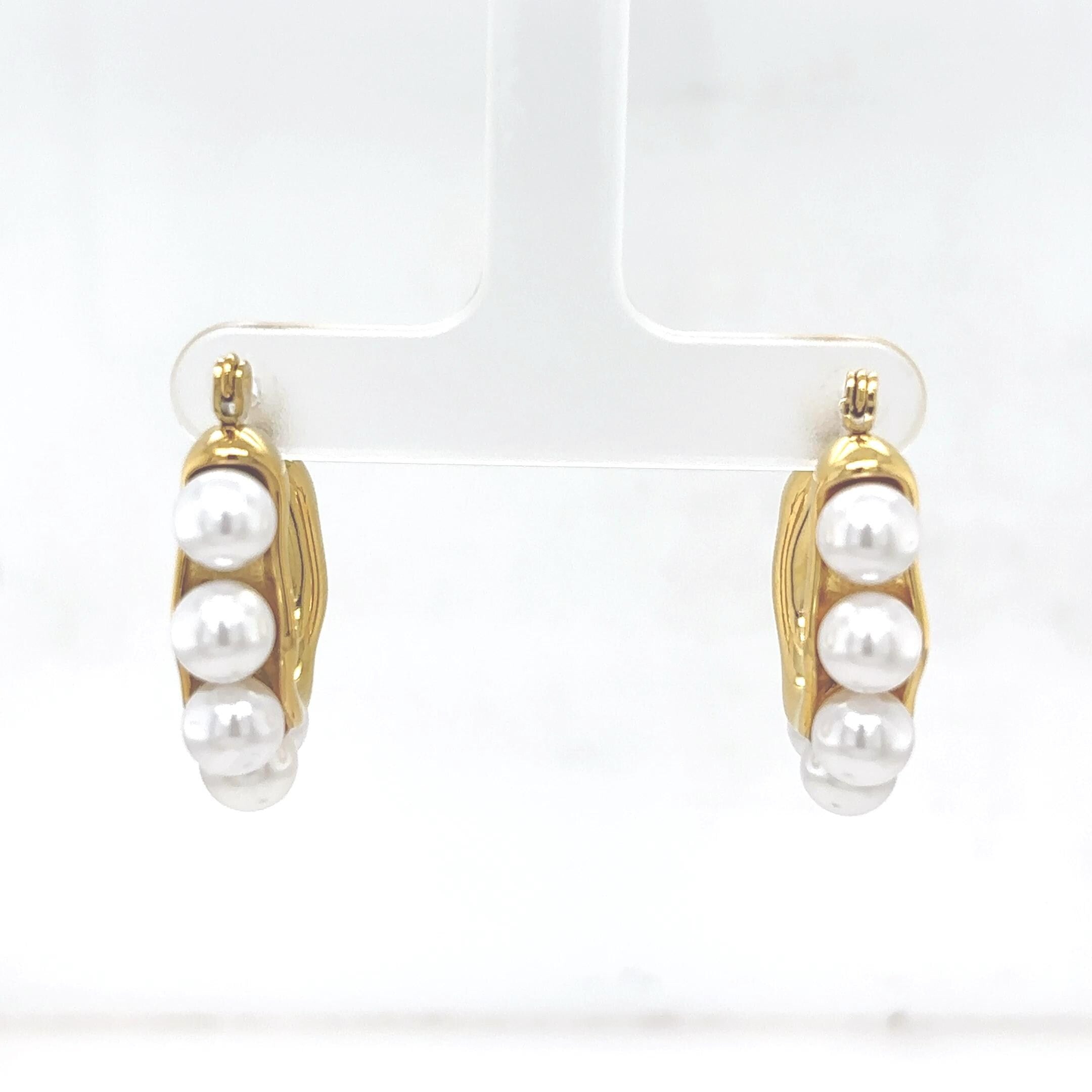 18K Gold Plated Pearl Hoop Earrings