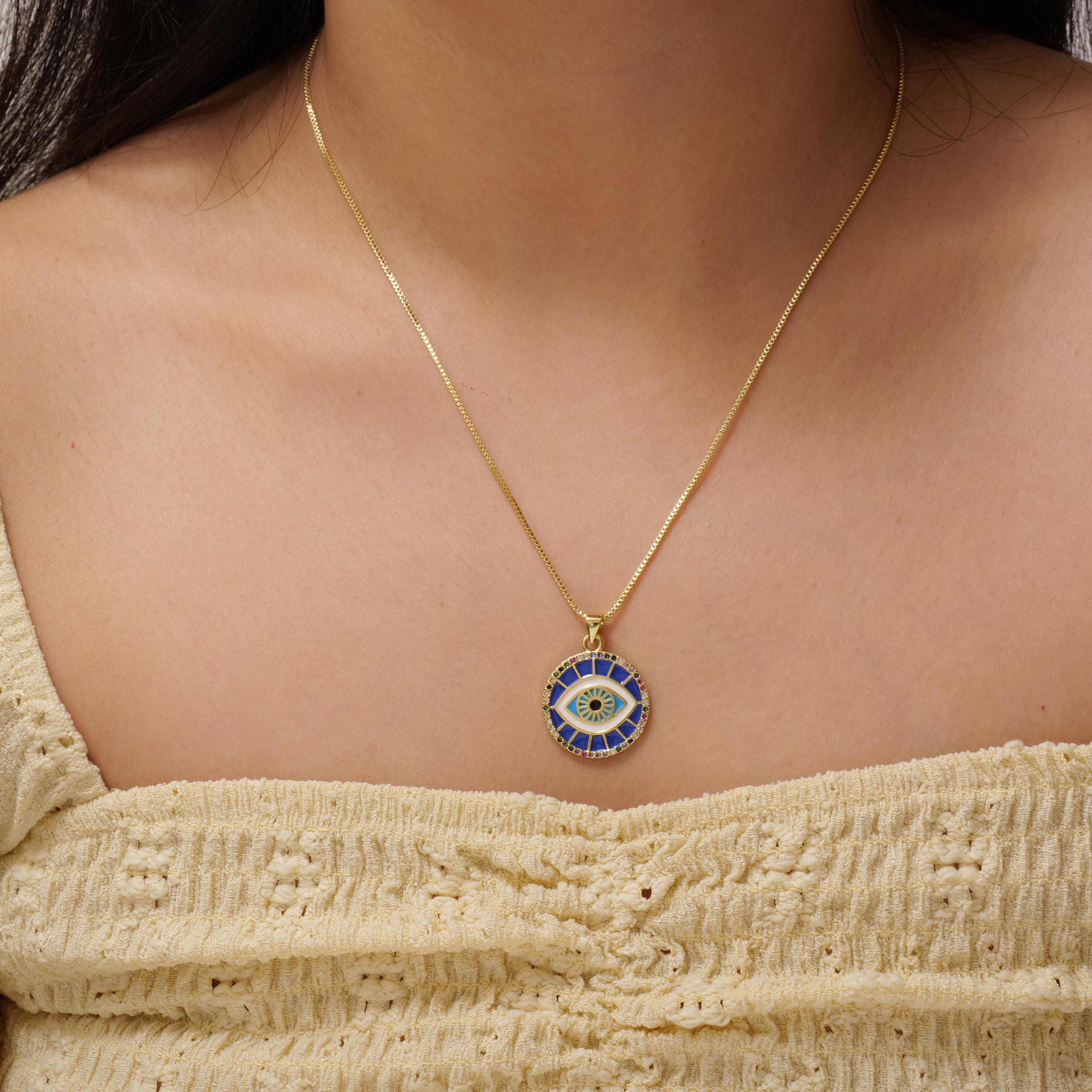 Gold Plated Blue Evil Eye Necklace