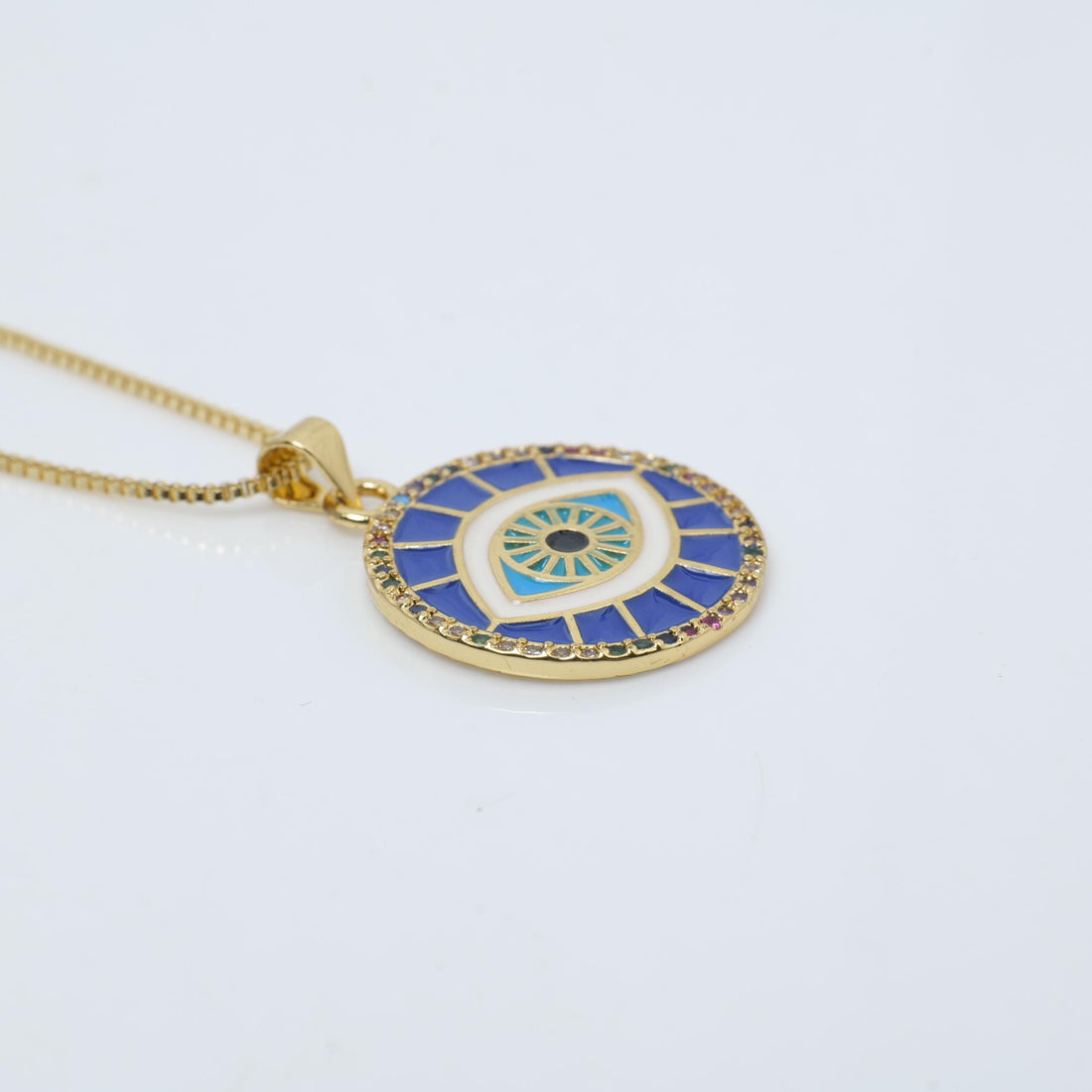 Gold Plated Blue Evil Eye Necklace