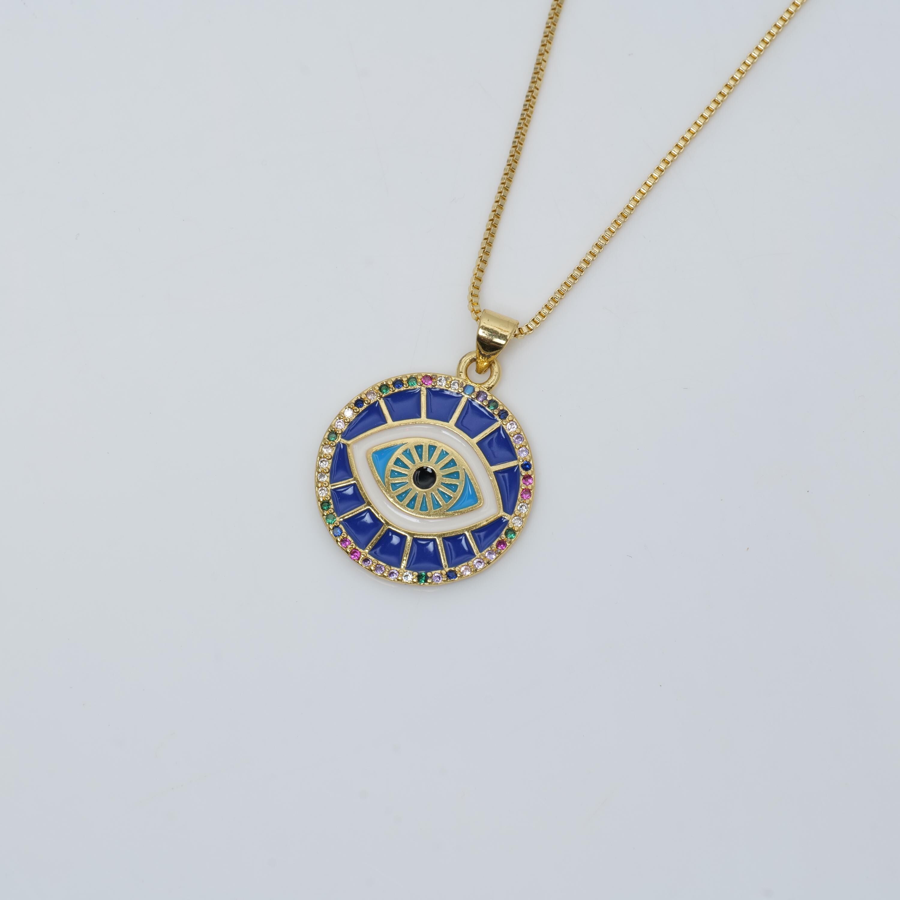 Gold Plated Blue Evil Eye Necklace