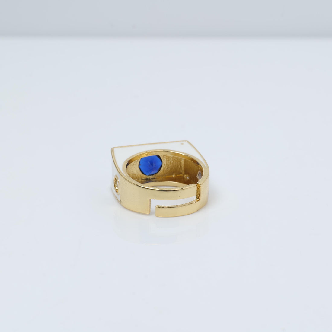 Evil Eye Gold Plated Ring – Blue Enamel and Stone Statement Design