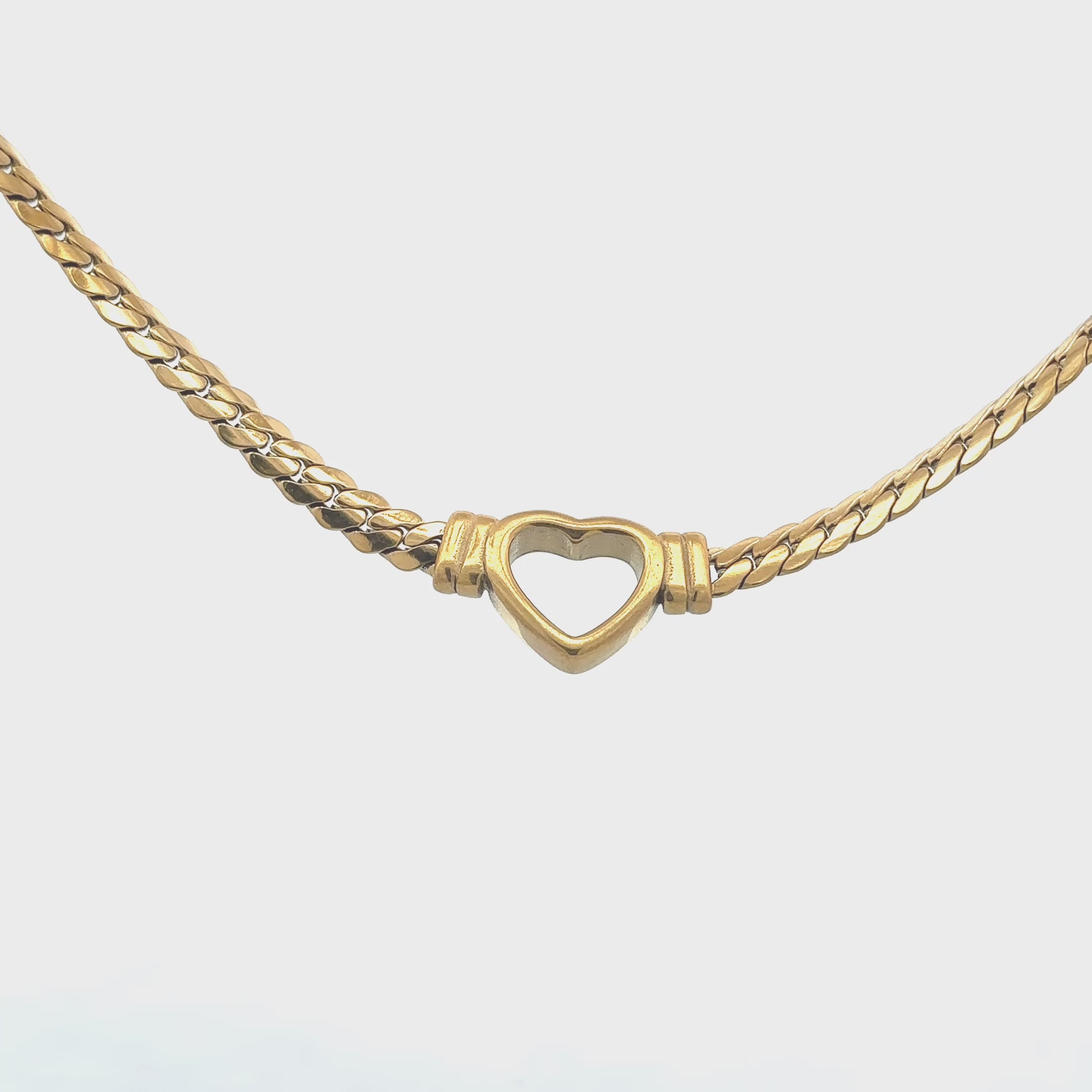 18K Gold Plated Heart Link Necklace