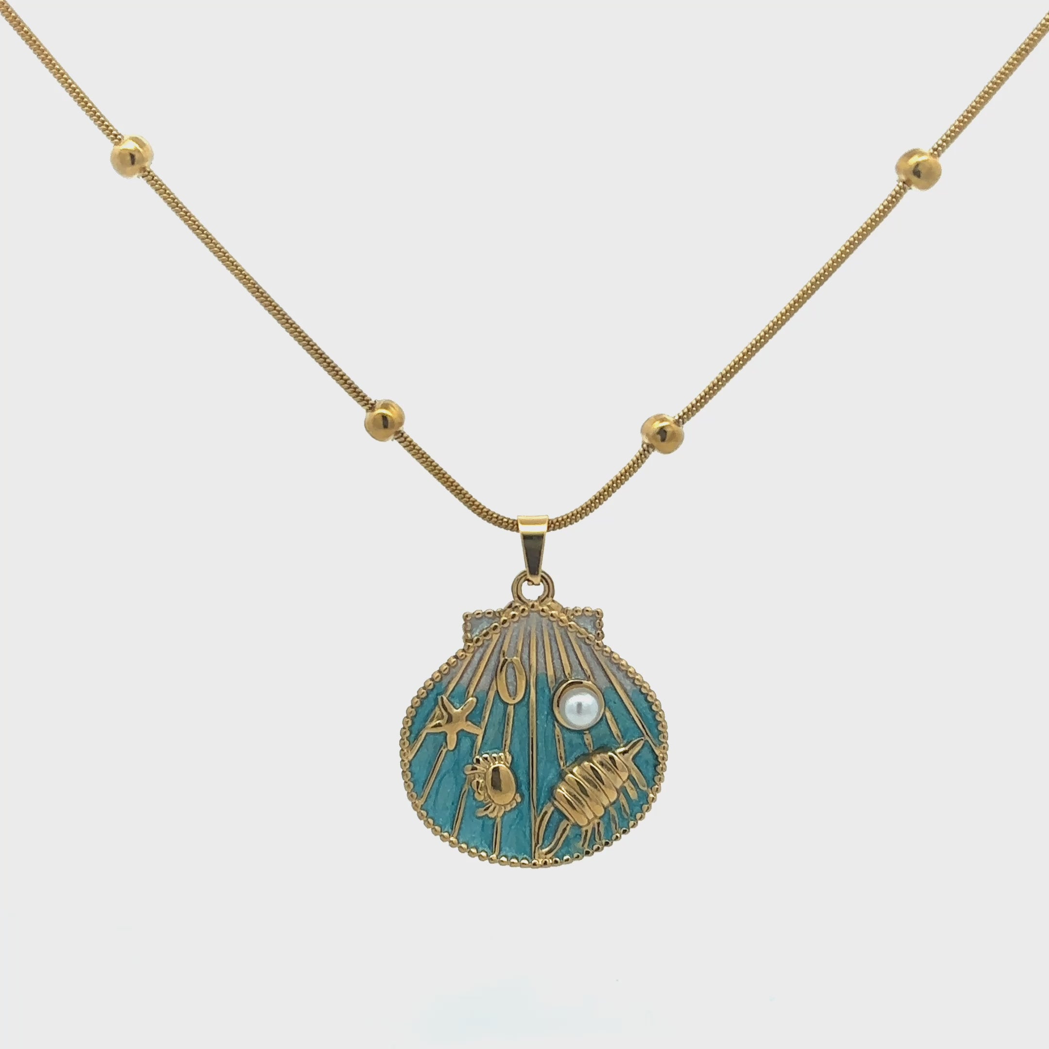 18K Gold Plated Ocean Charm Necklace