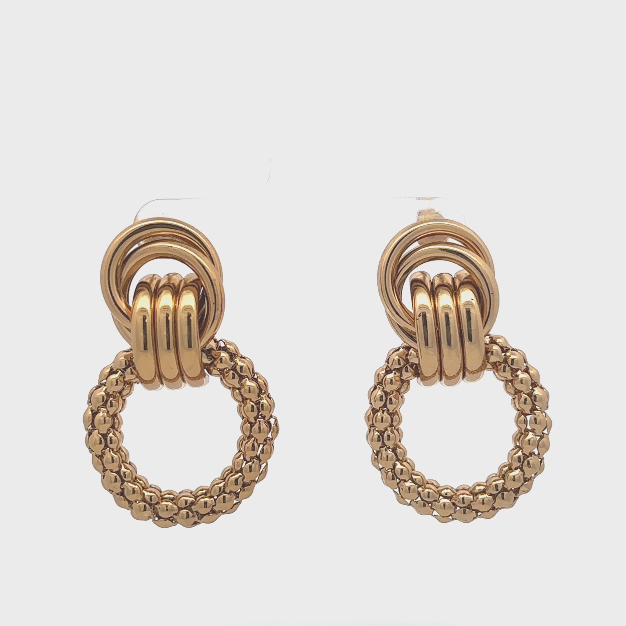 18K Gold Plated Textured Double Loop Earrings