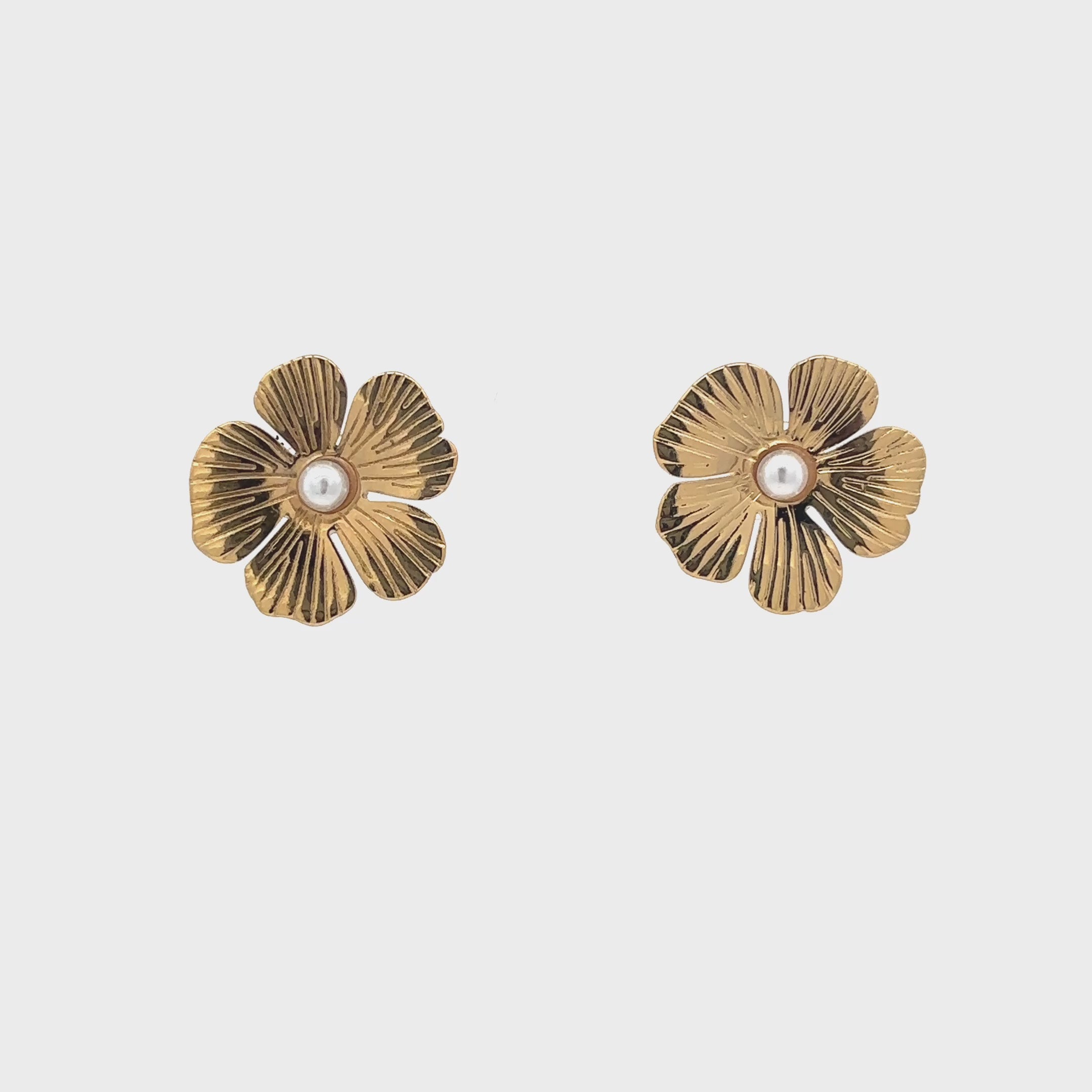 18K Gold Plated Flower Stud Earrings