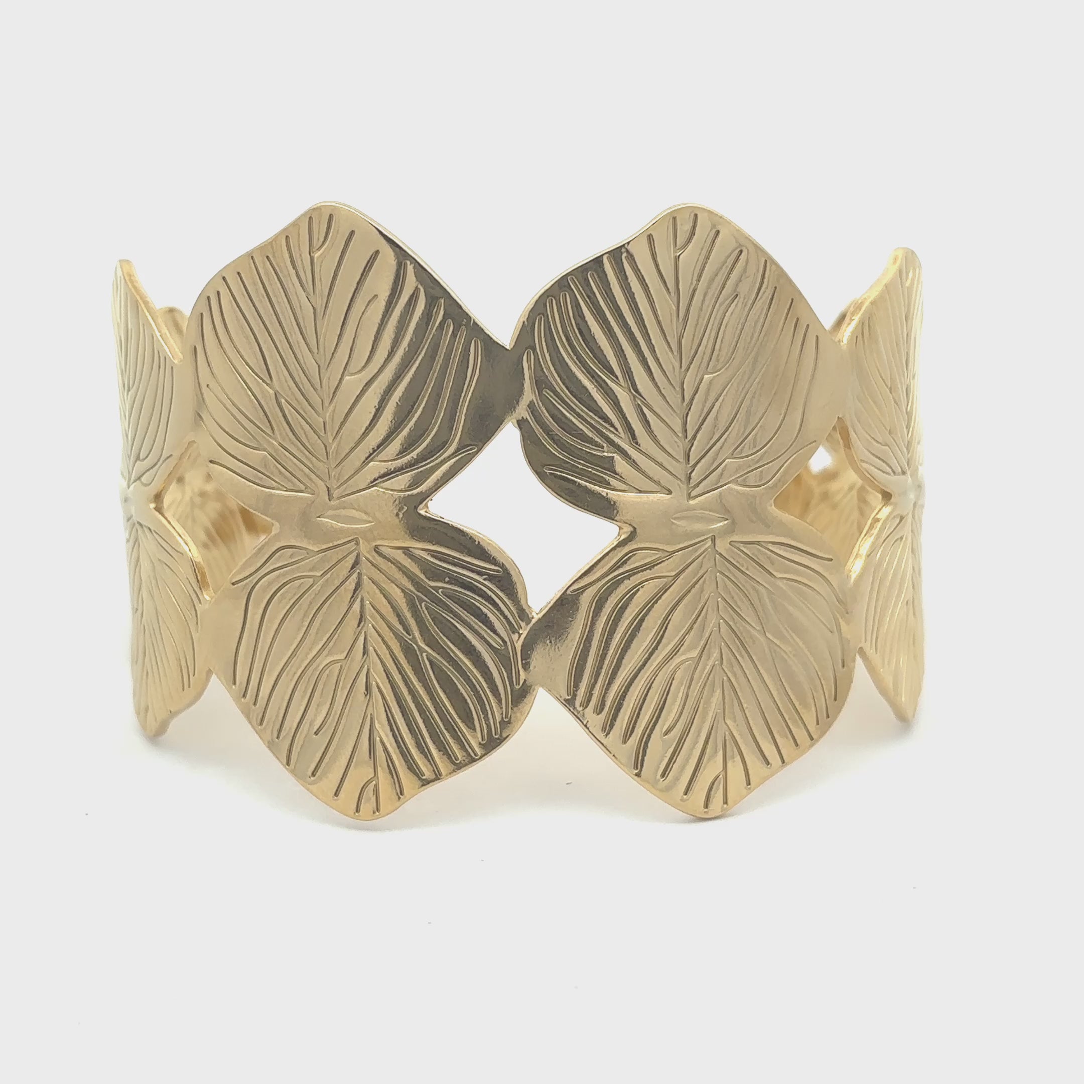 18K Gold Plated Leaf Cuff Bracelet