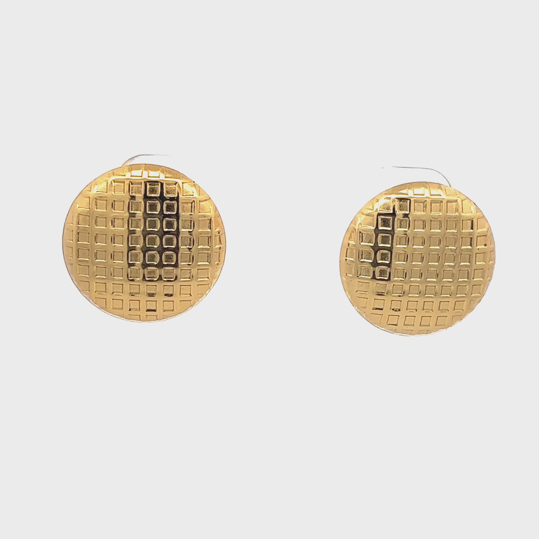 18K Gold Plated Round Stud Earrings