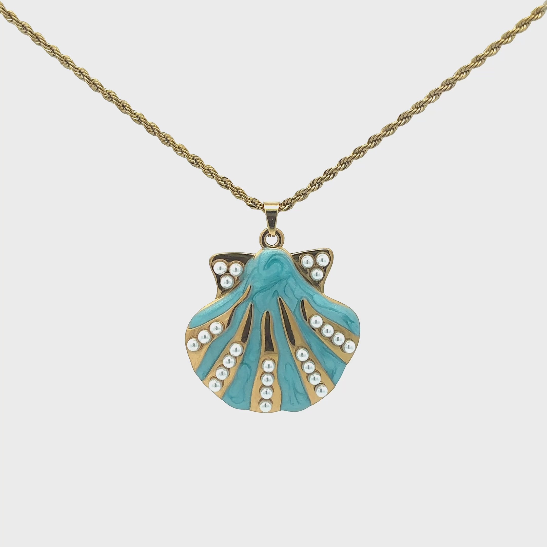 18K Gold Plated Blue Shell Necklace