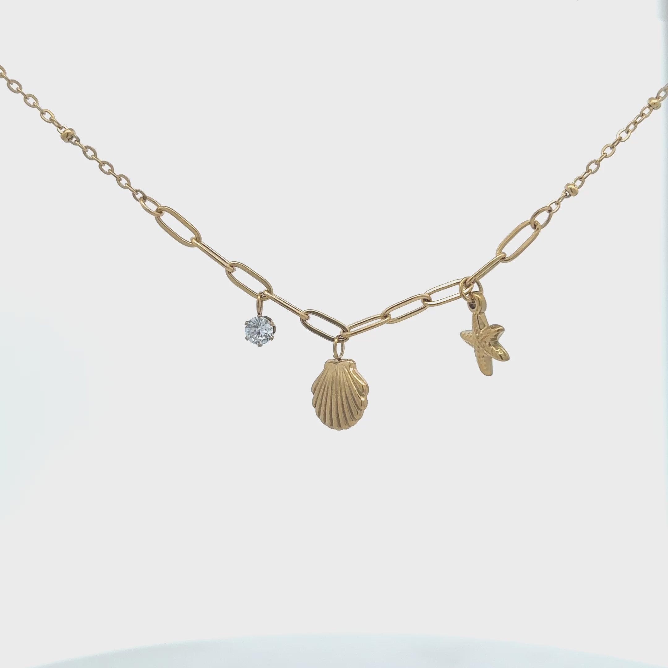 18K Gold Plated Shell & Starfish Necklace