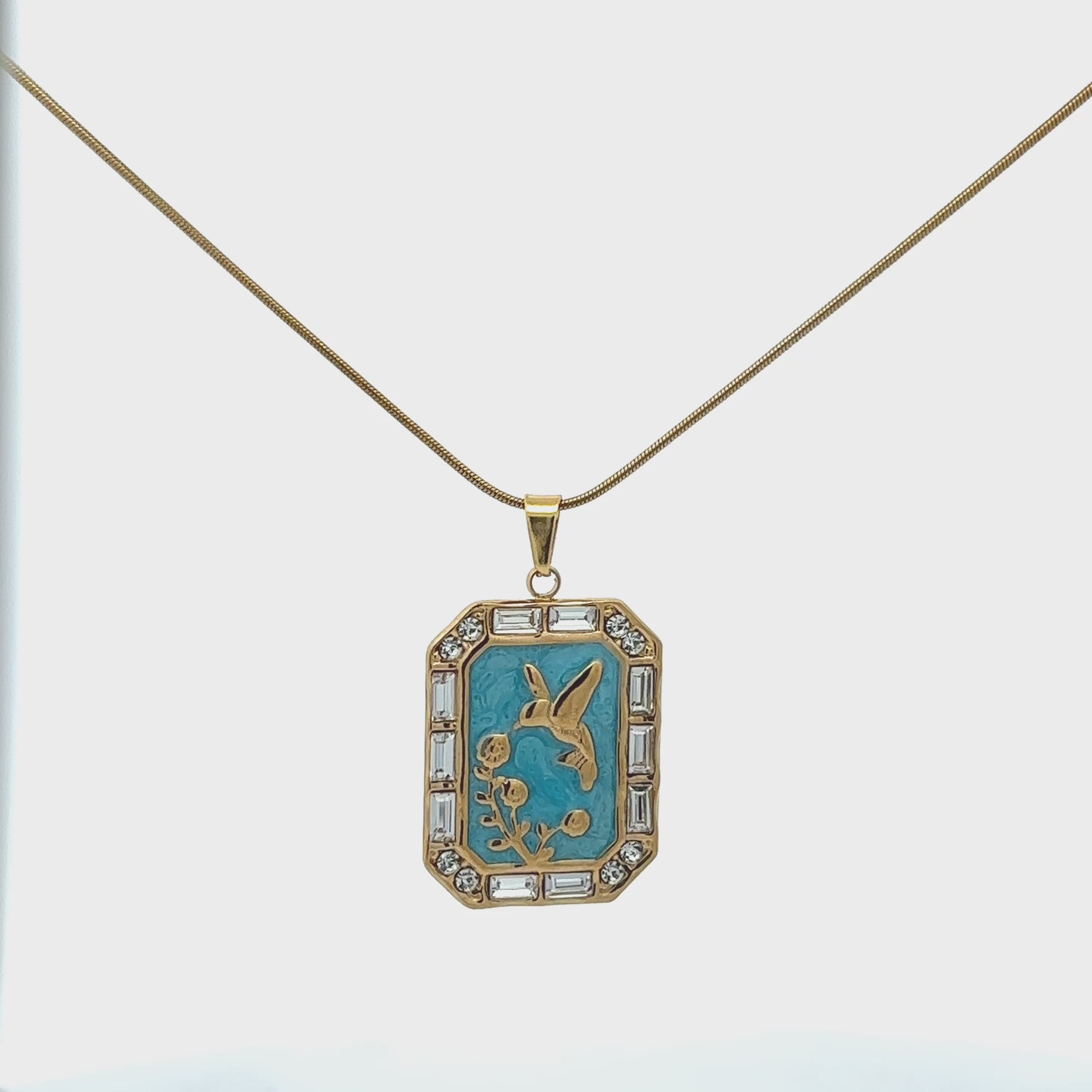 18K Gold Plated Enamel Bird Necklace