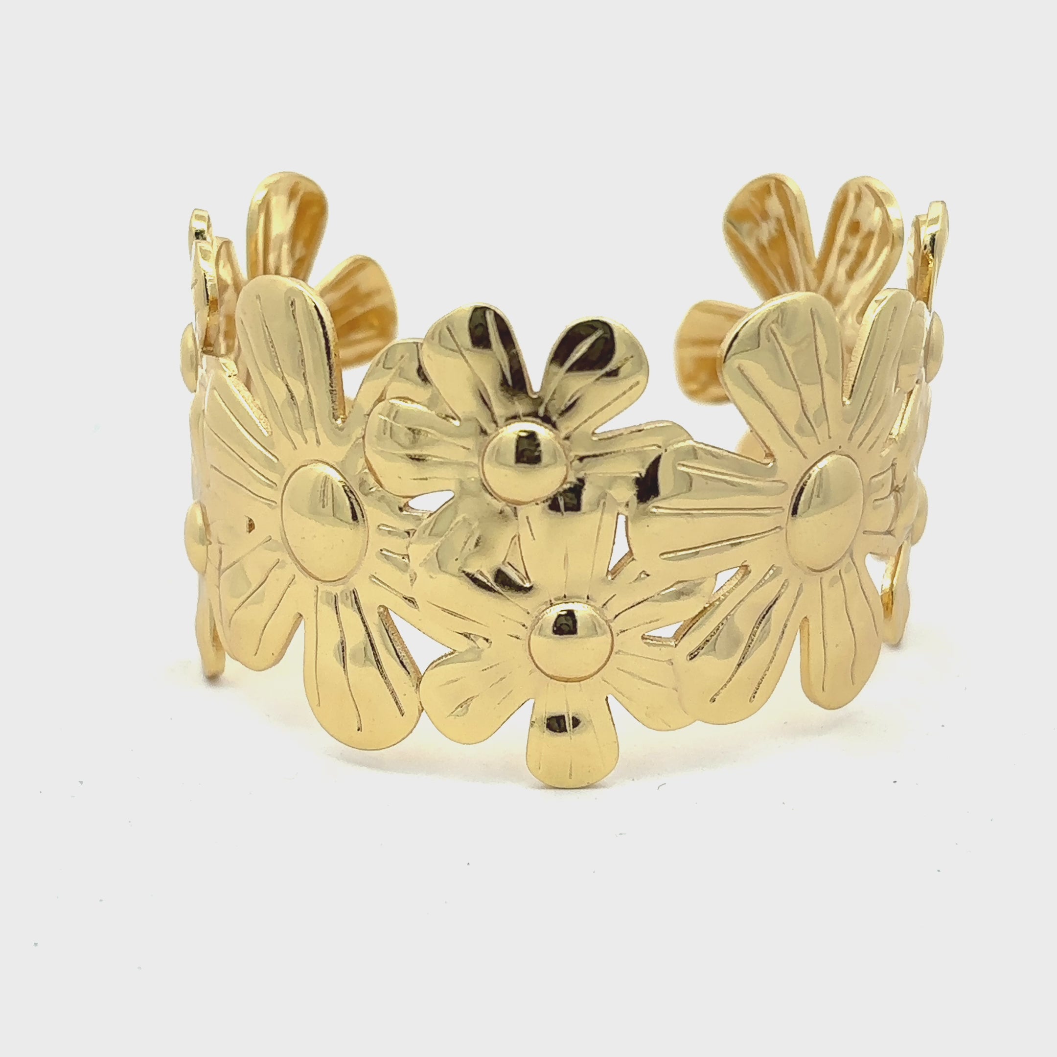 Gold Plated Floral Cuff Bracelet