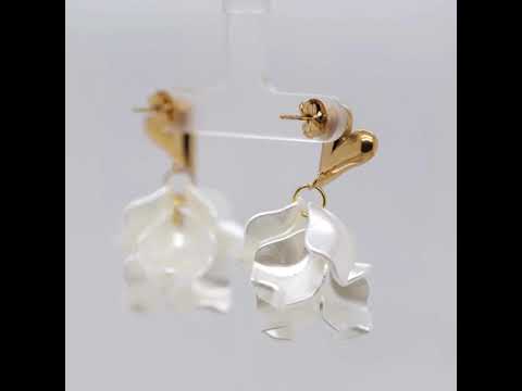 Gold Heart Petal Drop Earrings