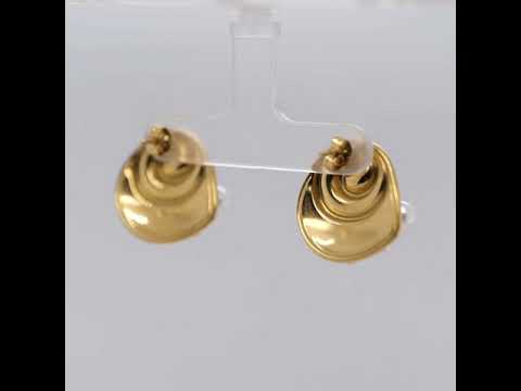 Gold swirl pearl stud earrings
